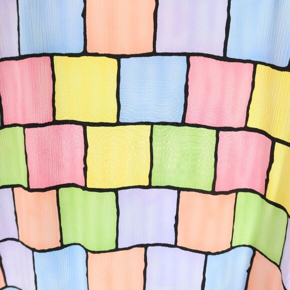 Vintage 90s ALLISON DALEY Pastel Textured Button Up Short Sleeve Shirt Size 16 - Picture 4 of 5